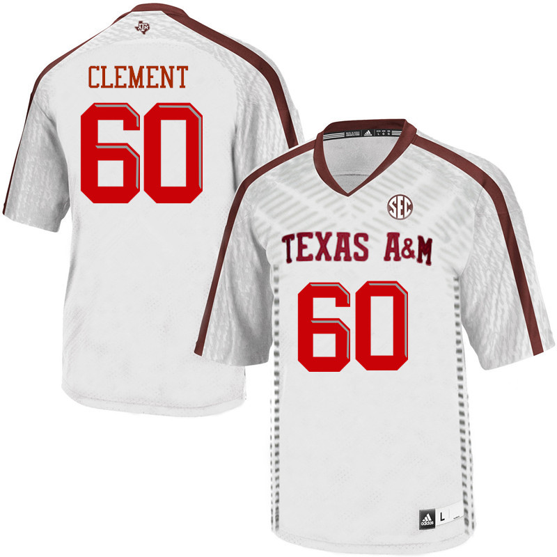 Men #60 Barton Clement Texas A&M Aggies College Football Jerseys Sale-White